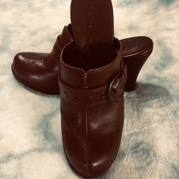 Born BOC brown leather heeled clogs - Picture 2 of 4